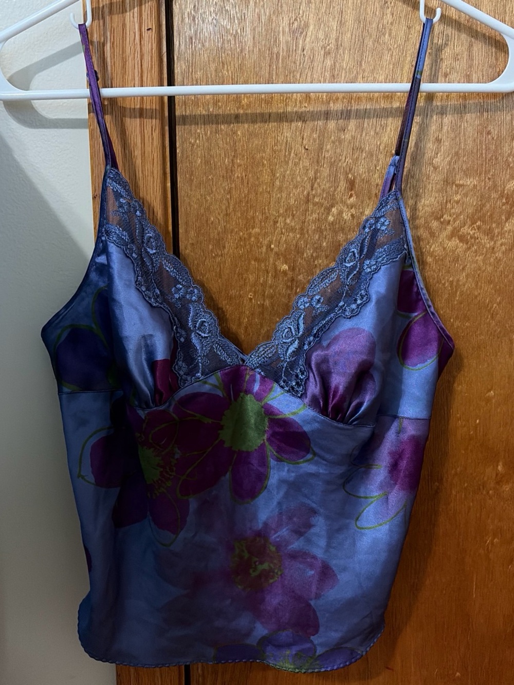 Victoria's Secret Purple Floral Satin Lace-Trim Cami